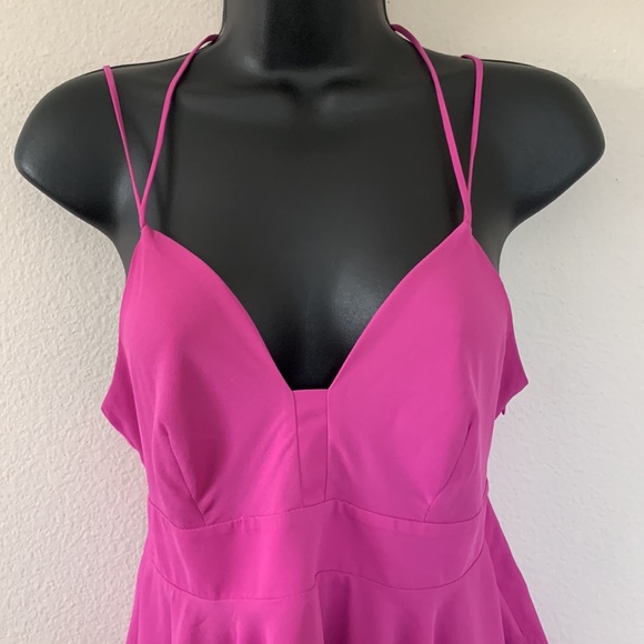 Express Purple V Neckline Empire Waist Cutout Back Strappy Tank Top - Picture 2 of 9